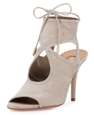 Aquazzura Light Grey Suede Sexy Thing 85mm Sandals Size 36