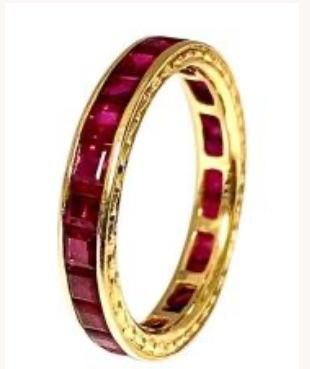 Bespoke 14ct Yellow Gold Ruby Eternity Ring - Size M 1/2 Size M