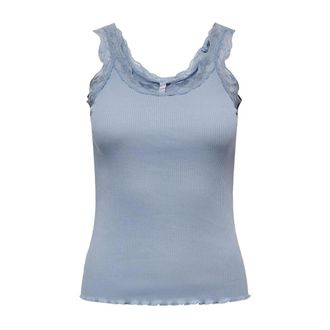 Only Sleeveless Tops, female, Blue, Size: XS Lace Trim Ribbed Tank Top