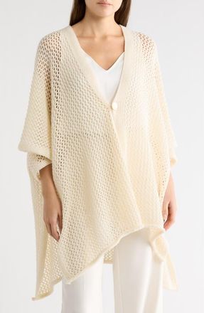 Vince Camuto Open Knit Button Front Ruana in Ivory at Nordstrom Rack