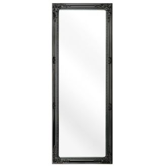 Beliani Beliani - Espejo De Pared Negro Acabado Mate Rectangular Marco Adornado Negro Moderno Elegante Sala De Estar Dormitorio Pasillo Fougeres