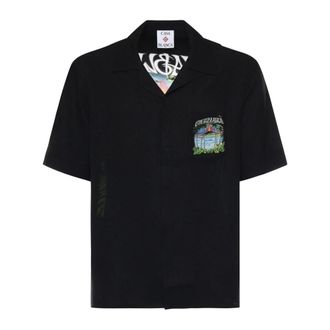 Casablanca Short Sleeve Shirts, male, Black, Size: XL Graphic-Print Short Sleeve Shirt