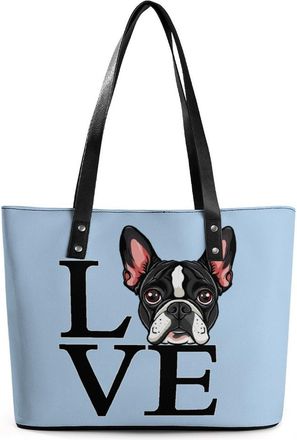 Generic I Love Boston Terriers Tote Bags for Women Cute Shoulder Purses Handbags