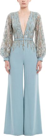 Saiid Kobeisy Crepe Beaded Jumpsuit