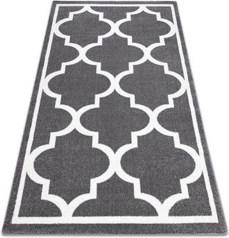 RugsX Rugsx - Alfombra Sketch - F730 Enrejado Tr&eacute;bol Marroqu&iacute; Gris/blanco Grey 240x330 Cm
