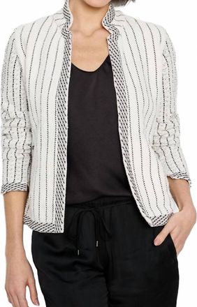 Nic+Zoe Pinstripe Notch Collar Knit Jacket In Black/multi