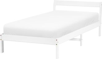 Beliani Cama Con Somier Estilo Minimalista De Madera De Pino 90 X 200 Cm Blanco Madone