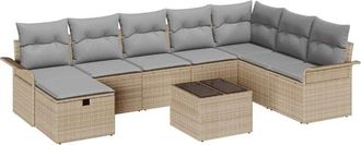 vidaXL Garden Sofa Set with Cushion 9 pcs Beige Poly rattan vidaXL
