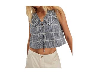 Free People Waiting For Me Top Womens Clothing Navy Combo : LG (Womens 12-14), Cotton