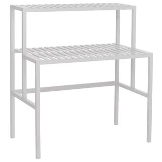 Hhg [nunca Usado] Estanter&iacute;a Para Plantas De Bamb&uacute; Hhg-380, Escalera Para Flores, Soporte Para Plantas, 2 Estantes, 100 X 90 X 50 Cm, Blanco