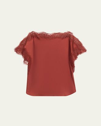 A.L.C. Luna Satin Lace-Trim Top