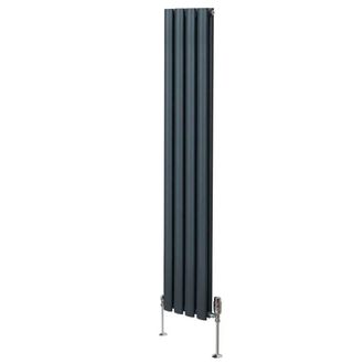 MonsterShop Oval Column Radiator & Valves - 1600mm x 240mm - Anthracite Grey