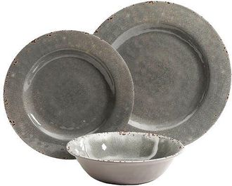 Studio California Mauna 12 piece Dinnerware Set in Gray Crackle Look Decal in Grey at Nordstrom