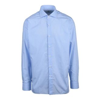 LUIGI BORRELLI NAPOLI shirt - Heren - Zakelijke Overhemden - Blauw - 5XL - Katoen - Overhemden