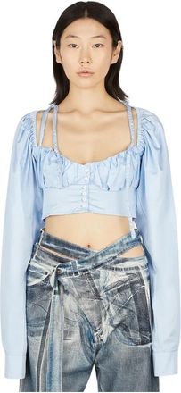 Ottolinger Tops - Dames - Blouses - Blauw - XS - Katoen - Overhemden