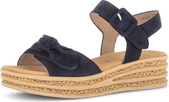 Gabor Keilsandalette GABOR, Damen, Gr. 35, blau (nachtblau), Ziegenveloursleder, unifarben, Schuhe Keilsandalette, Sommerschuh, Riemchensandale mit praktisc