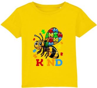 Generic Bee Kind Autism Awareness T-Shirt Autism Autistic Jigsaw Pieces Awareness Bee Funny Adult Kids Unisex Tee Top (Yellow, 9 Years)