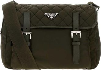 Prada Green Logo Large Shoulder Bag