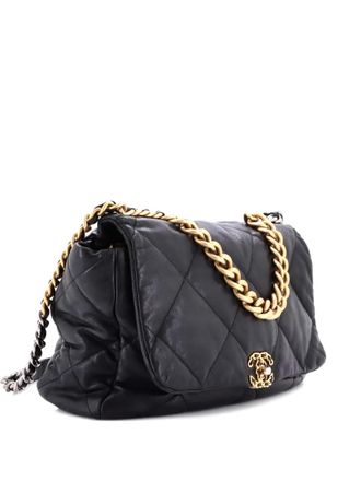 Chanel 19 Flap Bag Quilted Leather Maxi crossbodytas - Zwart