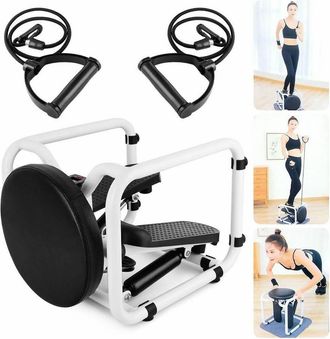 Trade Shop Trade Shop - Mini Stepper Multifunzione Con Bande Elastici Di Resistenza Seduta Fitness Casa