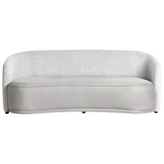 Beliani Sof&aacute; 3 Plazas Curvo Moderno Art D&eacute;co Tejido Poli&eacute;ster Dos Telas Gris Roset