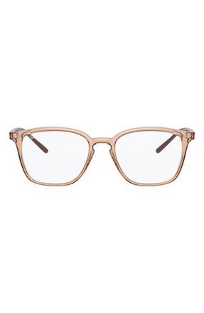Ray-Ban Unisex 52mm Square Optical Glasses in Brown at Nordstrom