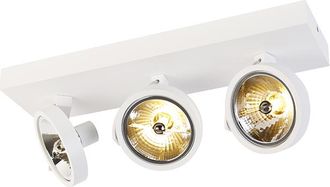 QAZQA Moderno Foco De Dise&ntilde;o Blanco Ajustable 3 Luces - Go Aluminio Rectangular Adecuado Para Led Max. 3 X 3 Watt - Qazqa
