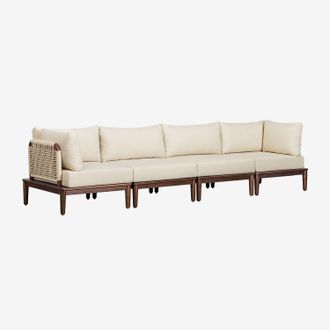 Sklum Sklum - Sof&aacute; Modular De Jard&iacute;n De 4 Piezas Con 2 Sillones Esquineros En Acacia Giulia