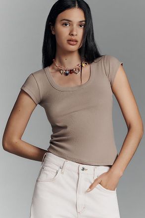 Pilcro Slim Scoop-Neck Tee