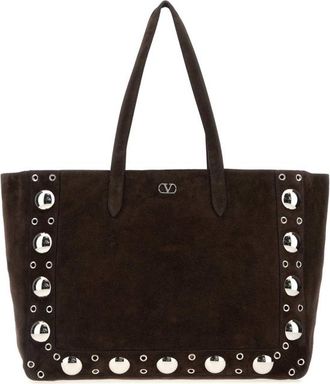Valentino Garavani Dark Brown Suede NellcaTe Shopping Bag