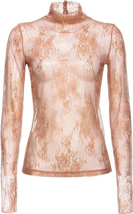 Pinko Pinko, Tops, Dames, Beige, L, Traminer Maglia Pizzo Strech Laminato