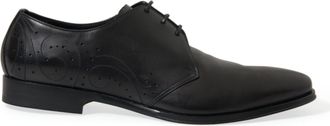 Dolce & Gabbana Zwarte Lederen Veterschoen Formele Derby Kleding Schoenen