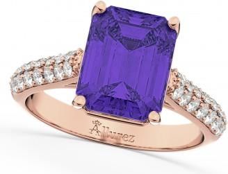 Allurez Emerald-Cut Tanzanite & Diamond Ring 18k Rose Gold (5.54ct)