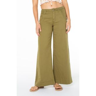 Roxy Boogie Board Flare Cotton Twill Pants in Avocado at Nordstrom, Size 33