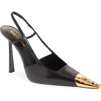 Saint Laurent Jeanne Slingback Pump in Black/Black at Nordstrom, Size 9Us