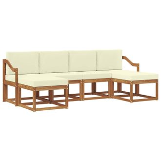 vidaXL Conjunto De Sof&aacute;s De Exterior Con Coj&iacute;n 6 Pcs Natural Y Crema Vidaxl