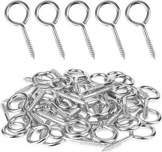 No Brand Juego De 10 C&aacute;ncamos De Acero Inoxidable M3 De 40 Mm, Ideales Para Sujetar Y Tensar Tendederos Y Adornos Navide&ntilde;os