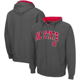 Colosseum Mens Colosseum Charcoal NC State Wolfpack Arch & Logo 3.0 Full-Zip Hoodie at Nordstrom, Size Small