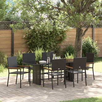 vidaXL Vidaxl - Conjunto De Comedor De Jard&iacute;n 7 Pcs Negro 190 X 80 X 75 Cm