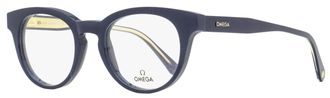 Omega Mens Pantos Eyeglasses OM5003H 090 Blue/Crystal 52mm