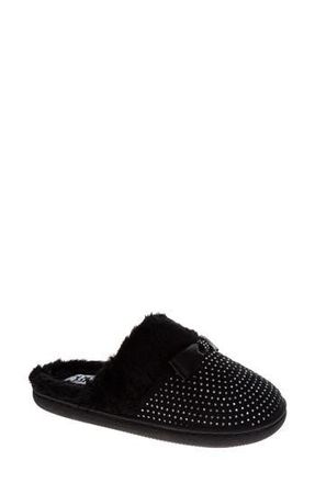 Badgley Mischka Faux Fur Rhinestone Scuff Slipper in Black at Nordstrom Rack, Size 10