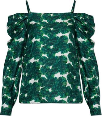 Max Mara Overhemden, Dames, Groen, S, Leer, Zijden top Ustica