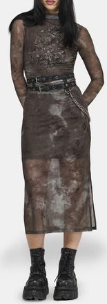 Disturbia Eros Realm Graphic Mesh Midi Dress in Green at Nordstrom, Size 12