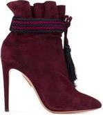 Aquazzura Aquazurra Burgundy Braid Ankle Strap Heeled Booties Size 40