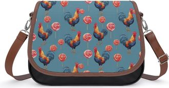 Generic Roosters And Lollipops Small Womens Crossbody Bags Shoulder Handbag with Adjustable Strap for Travel