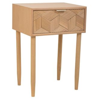 Wanderlust Deco Mesita de madera de 1 cajon marron 41x33x60