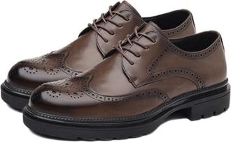 Generic Mens Genuine Leather Oxford Shoes Brogue Style British Classic Business Dress Footwear Formal Comfortable Shoes for Office Work and Daily Wear(Brown,6