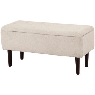 HOMCOM Panca Contenitore Fondoletto con Rivestimento Boucl&eacute; 95x38x45cm Beige - Homcom