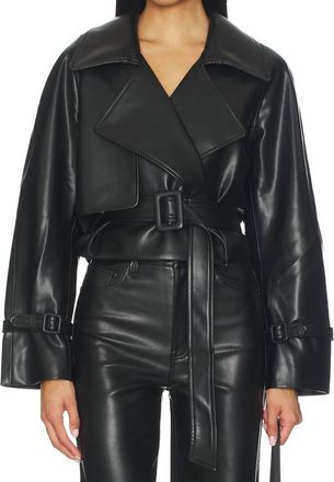 Elodie Charles Vegan Leather Crop Jacket In Black