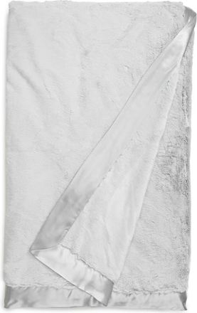 Little Giraffe Giraffe at Home Luxe Faux Fur Throw in Silver at Nordstrom, Size X-Large